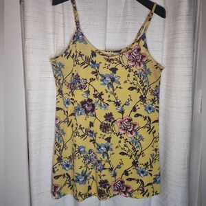 Floral Yellow Spaghetti Strap Mini Dress